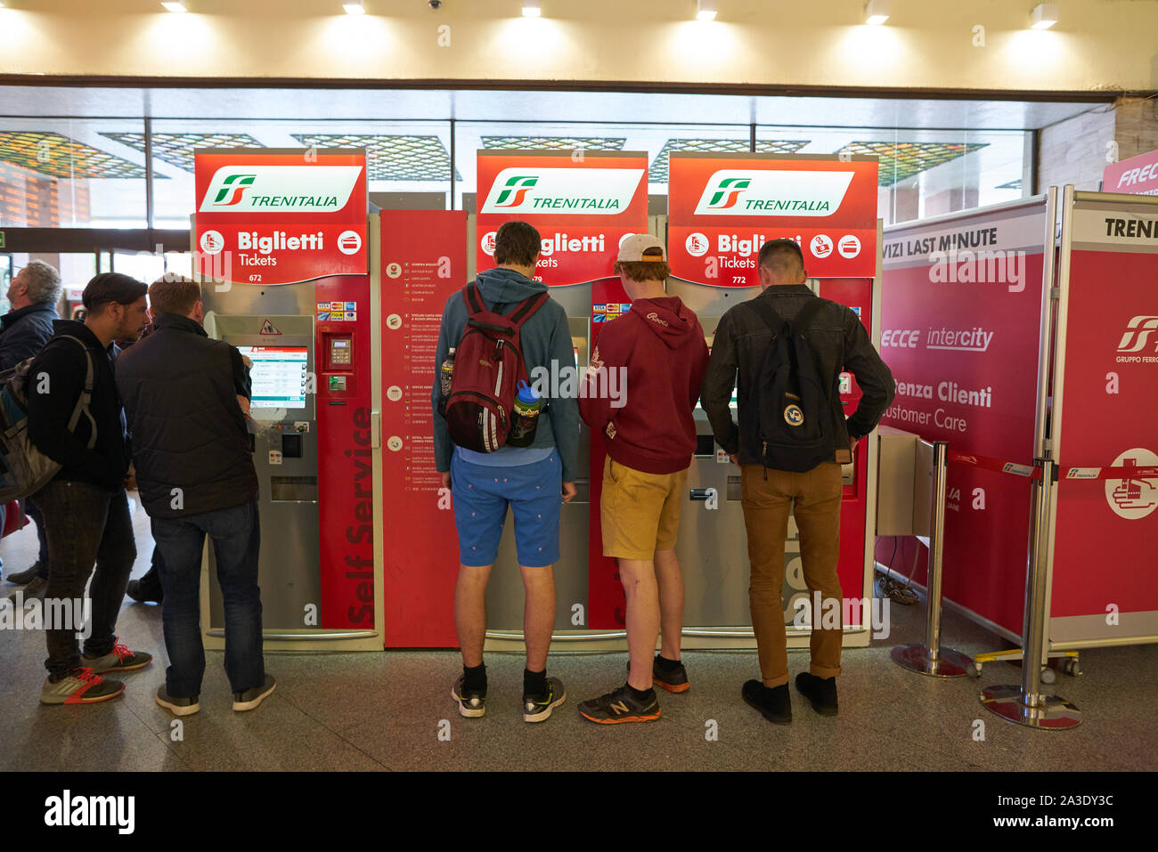 VENICE, ITALY - CIRCA MAY, 2019: self service kiosks at train station in Venice. Stock Photo