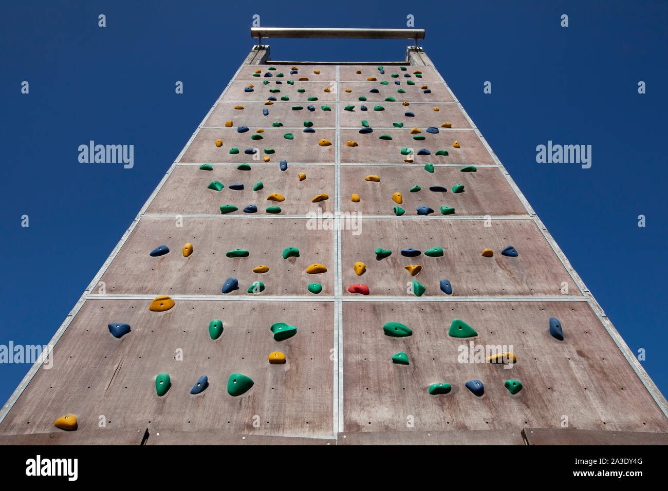 Background of empty climbing wall in a climbing center adventure park ...
