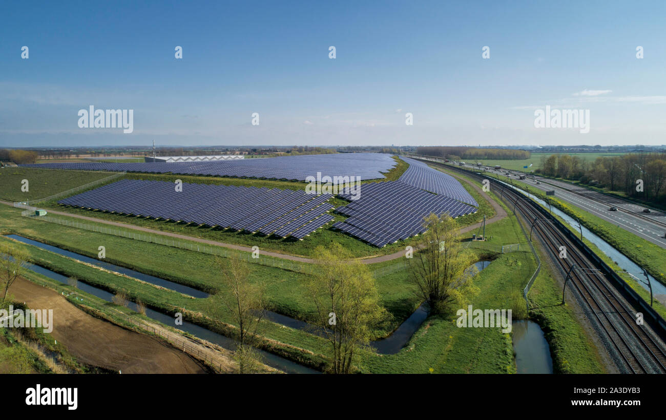 Aerial photography of modern large-scale photovoltaic solar panels Stock Photo