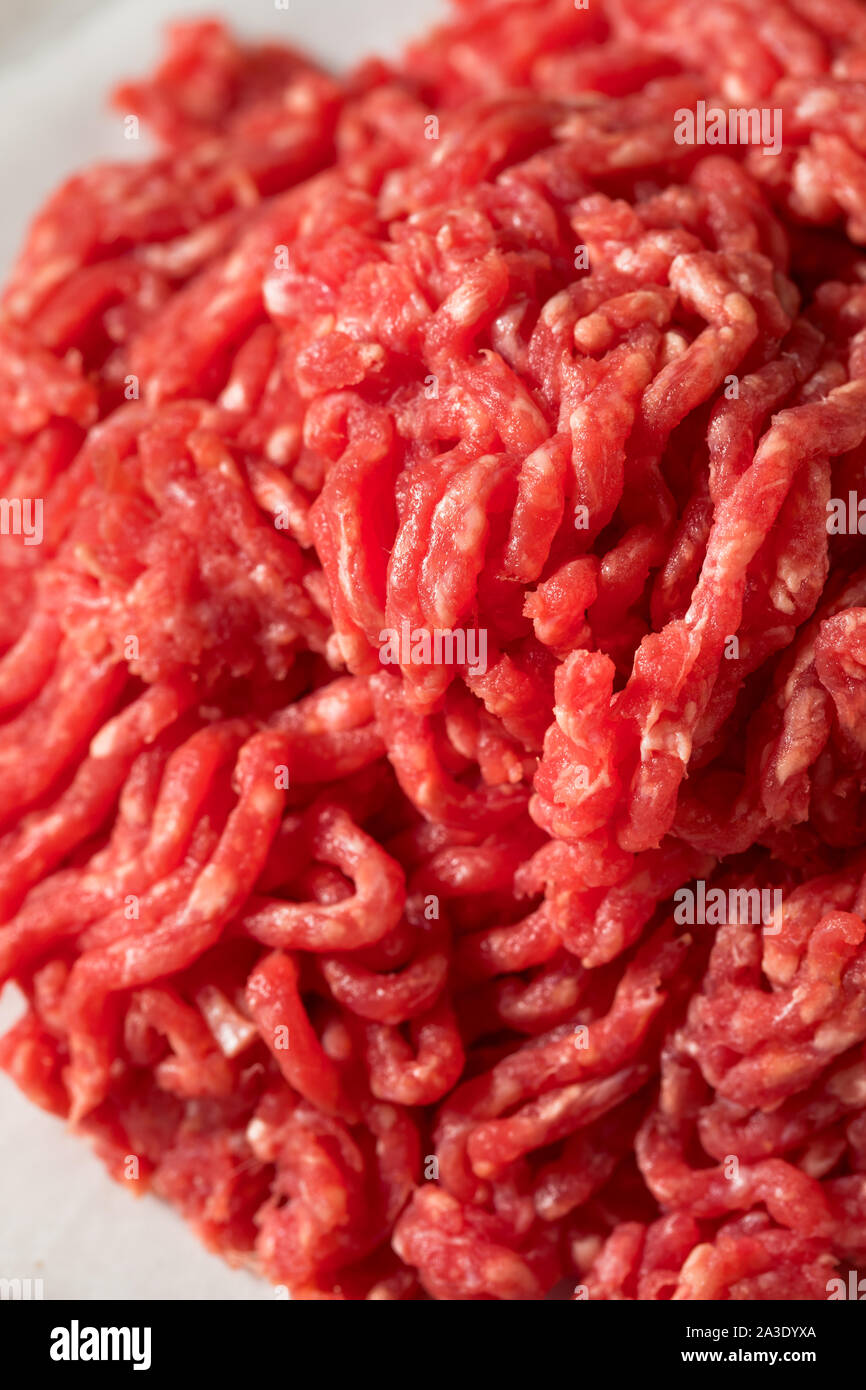 Raw Organic Red Ground Minced Beef Ready to Cook Stock Photo