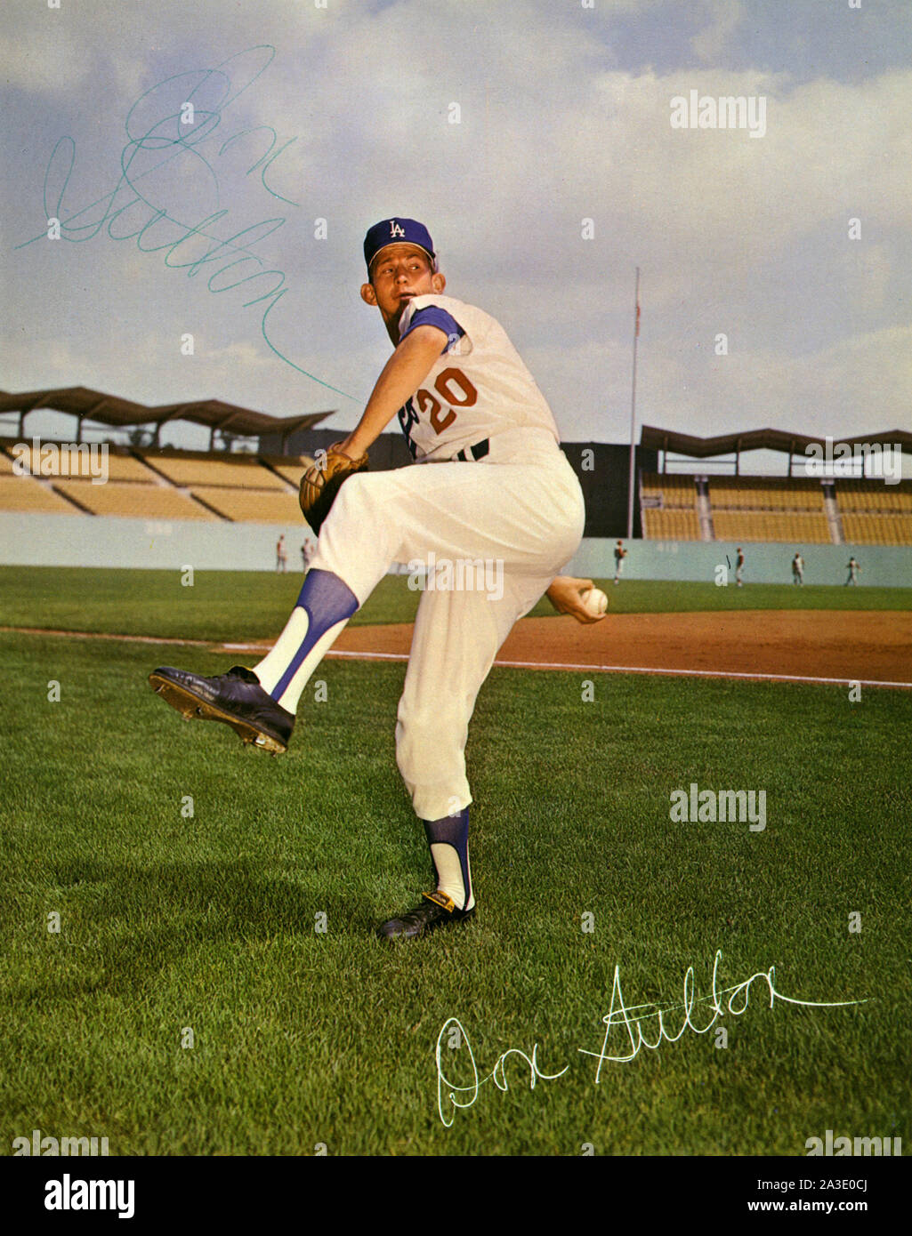 1960s era autographed souvenir photo of  Hall of Fame Los Angeles Dodgers pitcher Don Sutton. Stock Photo