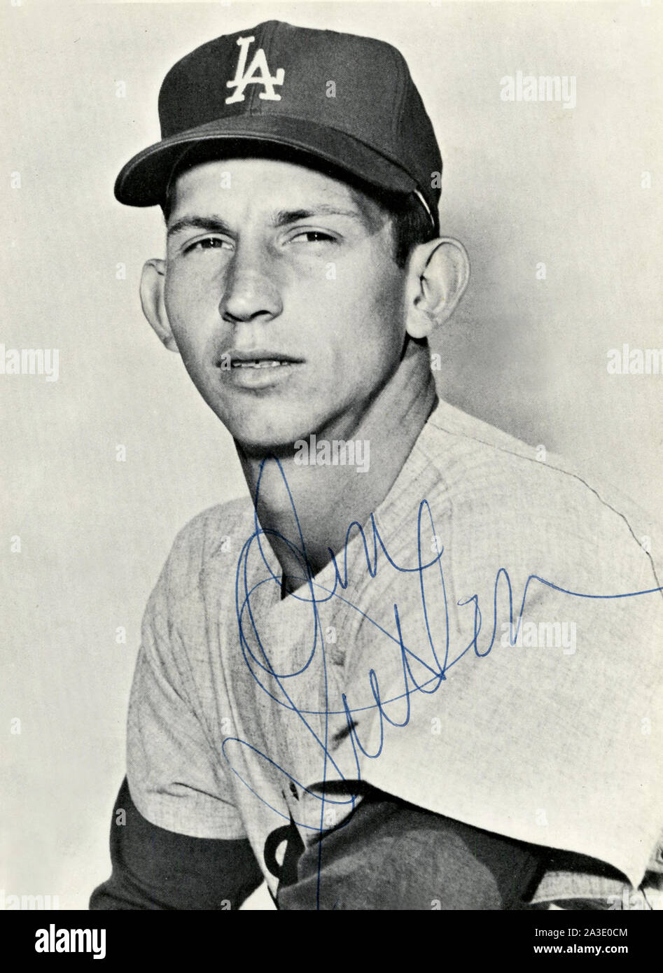 1960s era autographed souvenir photo of  Hall of Fame Los Angeles Dodgers pitcher Don Sutton. Stock Photo