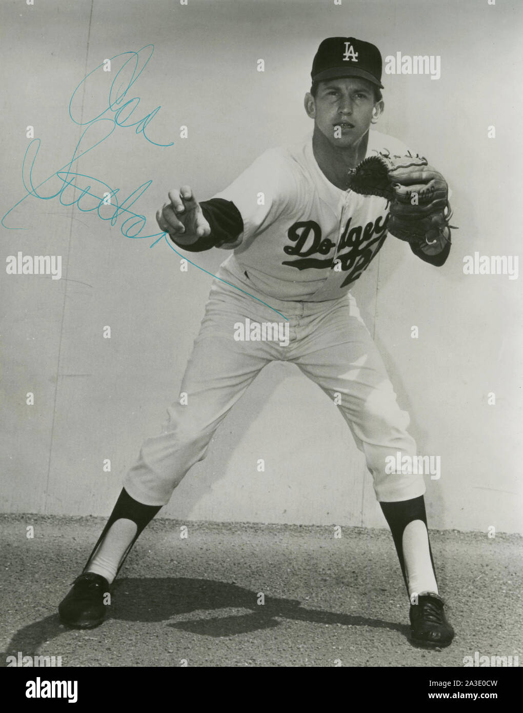 1960s era autographed souvenir photo of  Hall of Fame Los Angeles Dodgers pitcher Don Sutton. Stock Photo