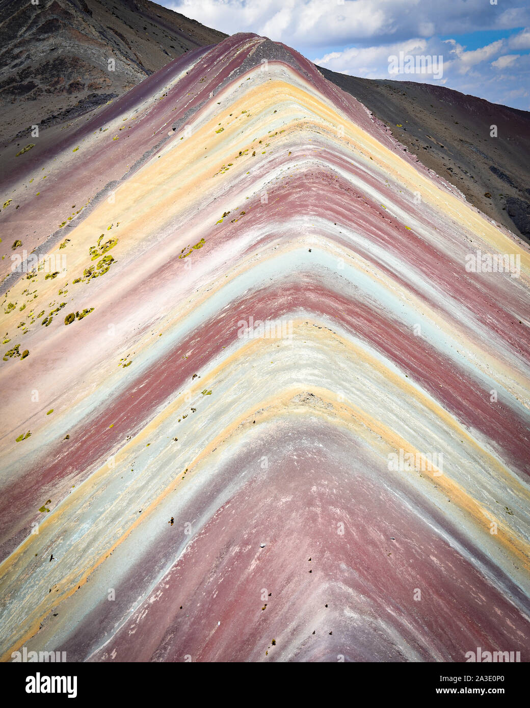 The natural colors of the Vinicuna 'rainbow mountain'. Cordillera Vilcanota, Cusco, Peru Stock Photo