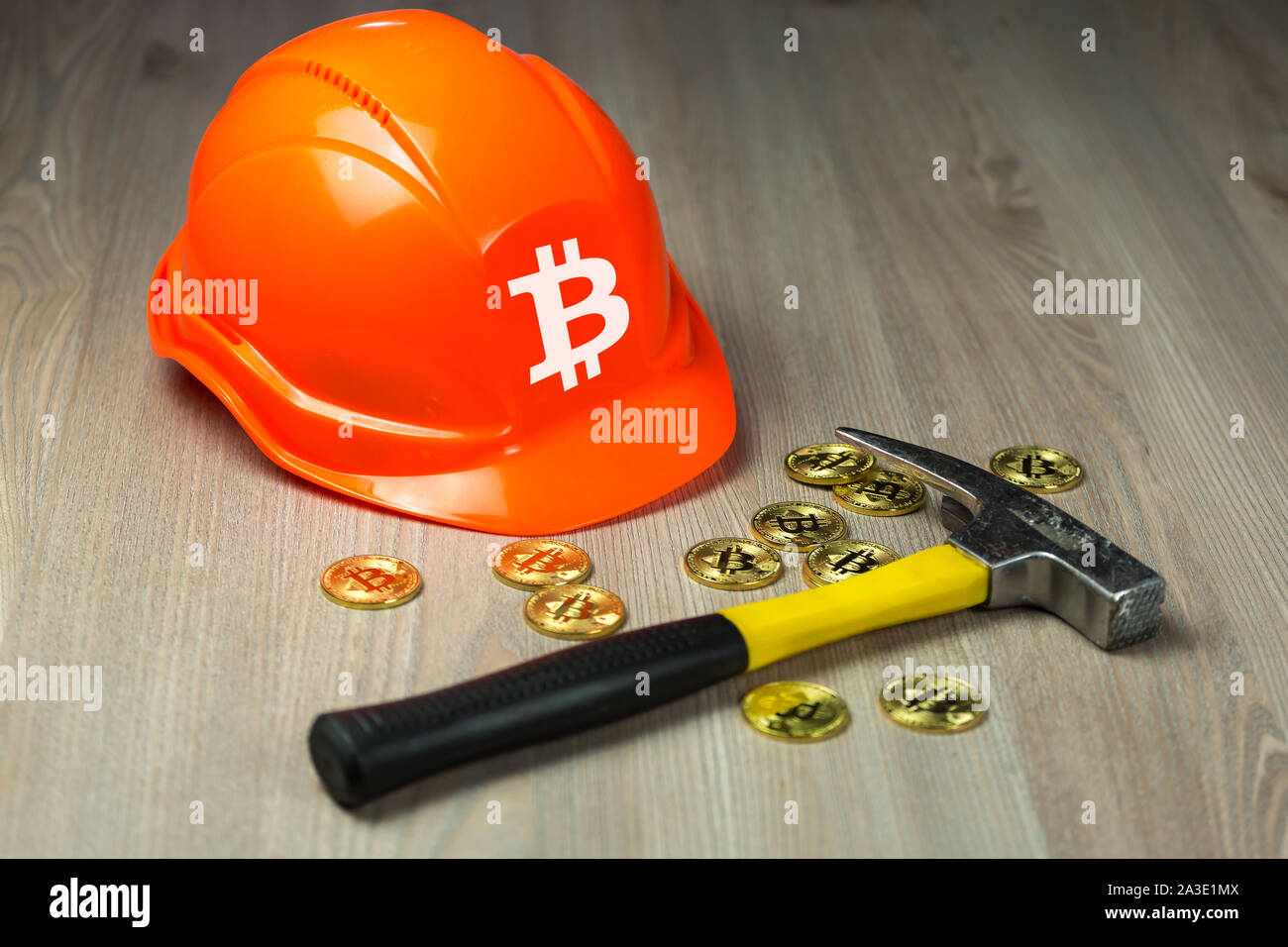 Miner equipment for cryptocurrency Bitcoin mining. Conceptual image. Stock Photo