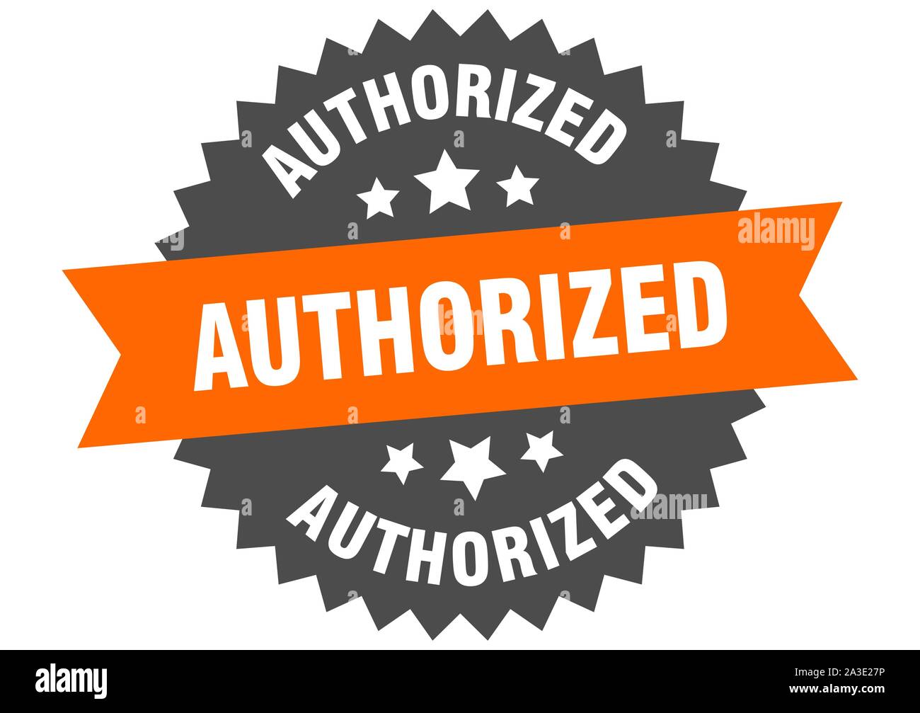 authorized sign. authorized orange-black circular band label Stock ...