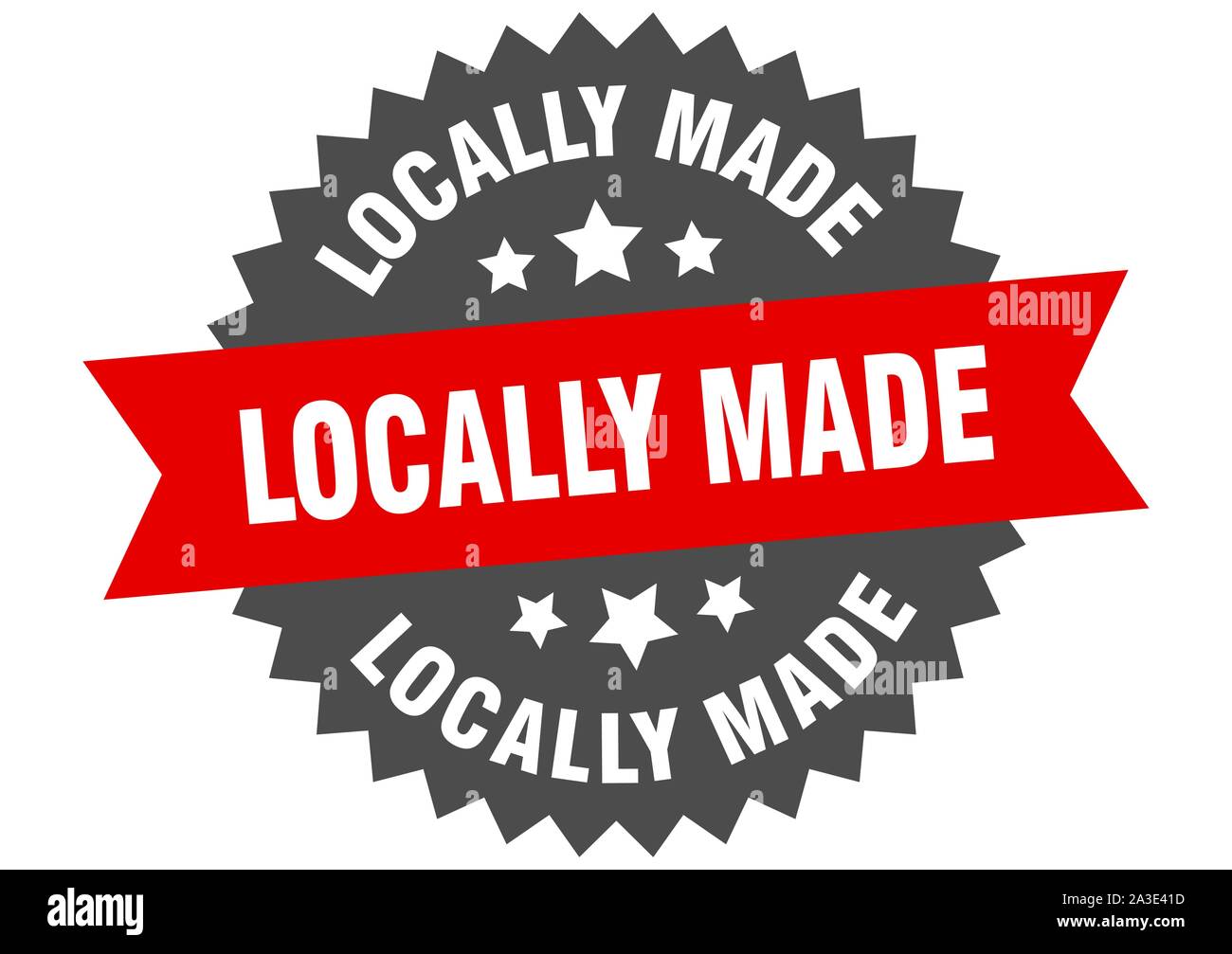 locally made sign. locally made red-black circular band label Stock ...