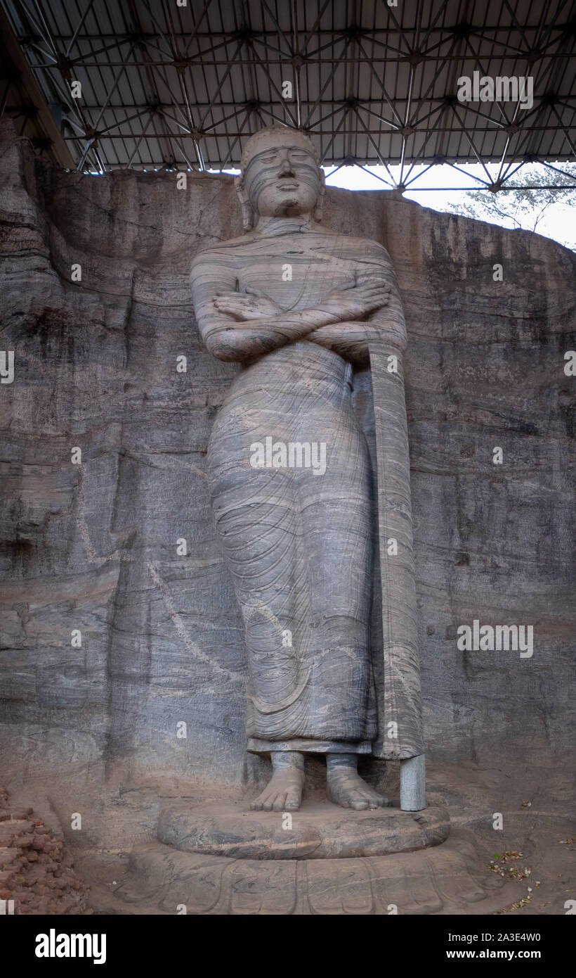 Polonnaruwa, Sri Lanka 7 AUGUST 2019. The granite Buddha statue at
