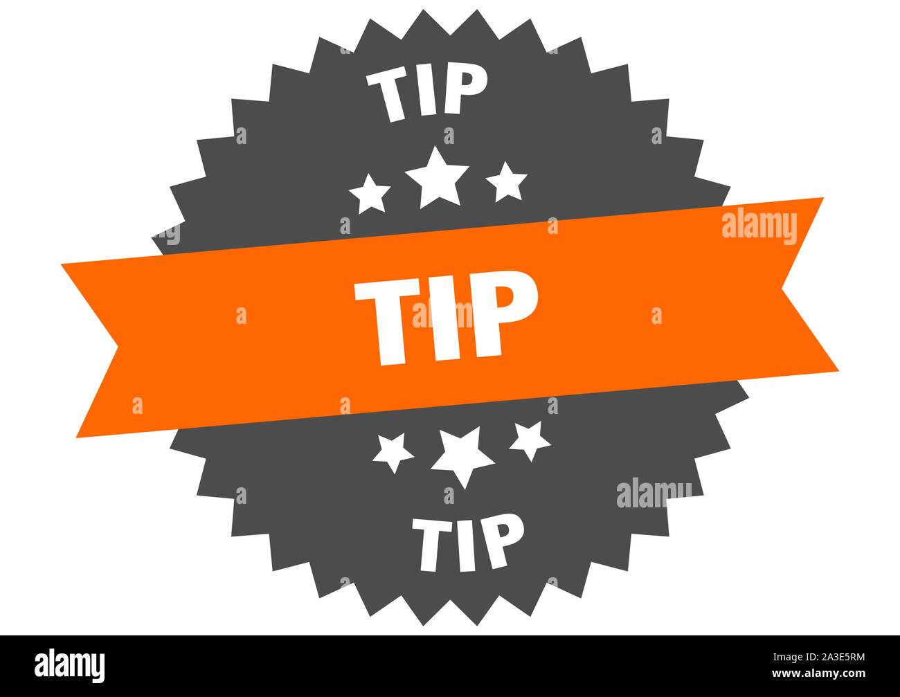 tip sign. tip orange-black circular band label Stock Vector