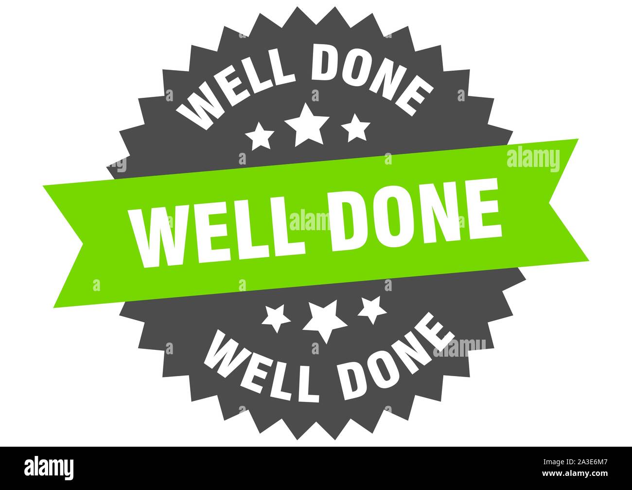 well done sign. well done green-black circular band label Stock Vector