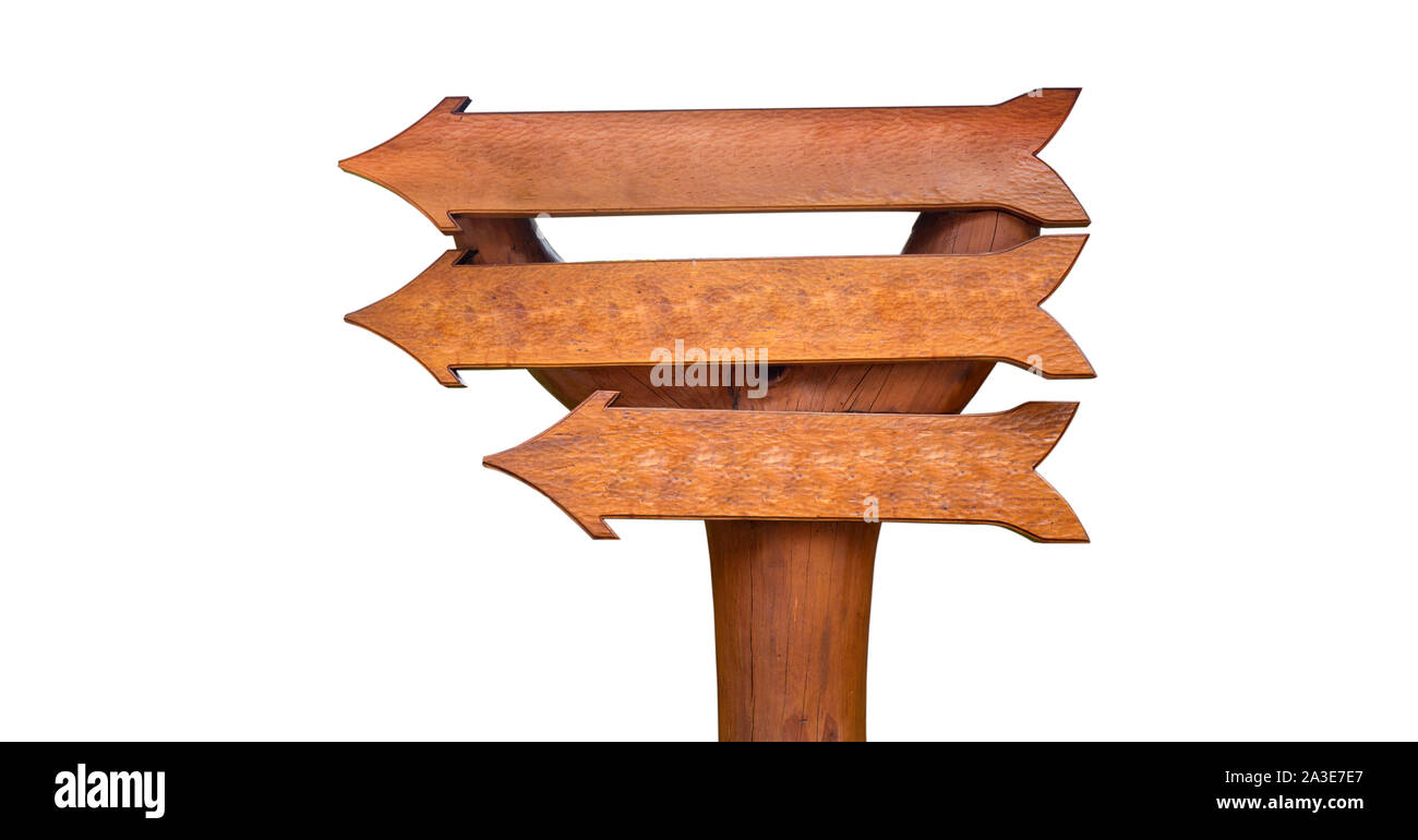 Three wooden Arrows isolated on white background Stock Photo - Alamy