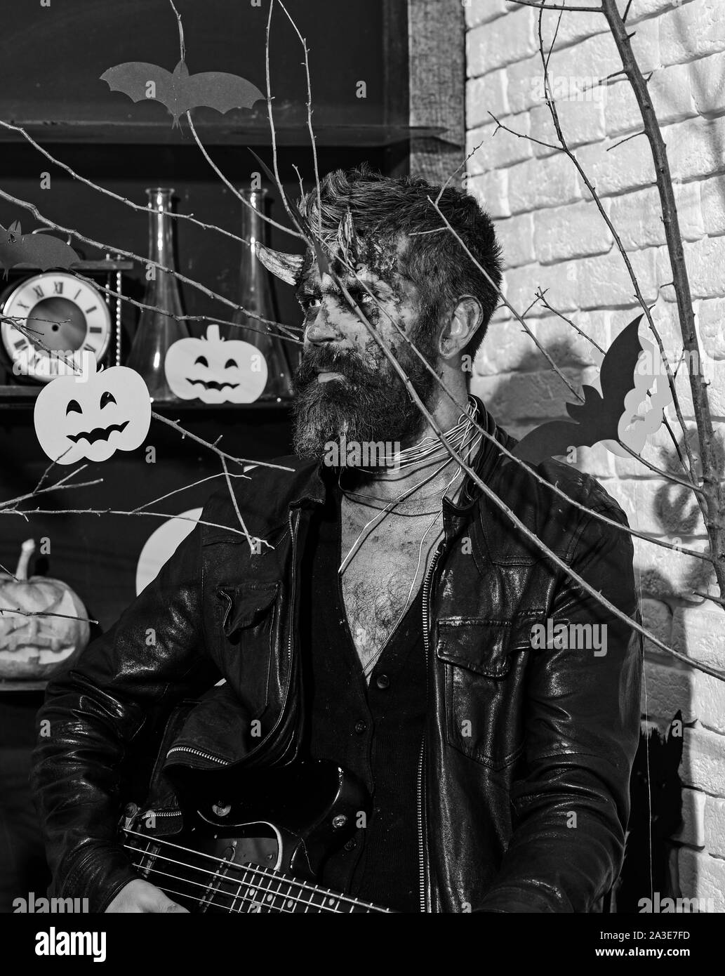 Monster playing electric guitar hi-res stock photography and images - Alamy