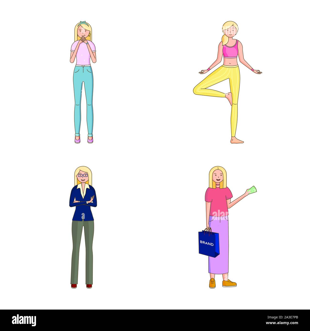 Vector design of woman and body symbol. Set of woman and style stock vector illustration. Stock Vector