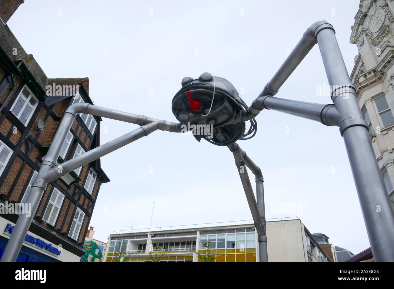 A Science Fiction Fair in Bromley displays a Martian War Machine from the Bromley born author H. G. Wells novel War of the Worlds. Stock Photo