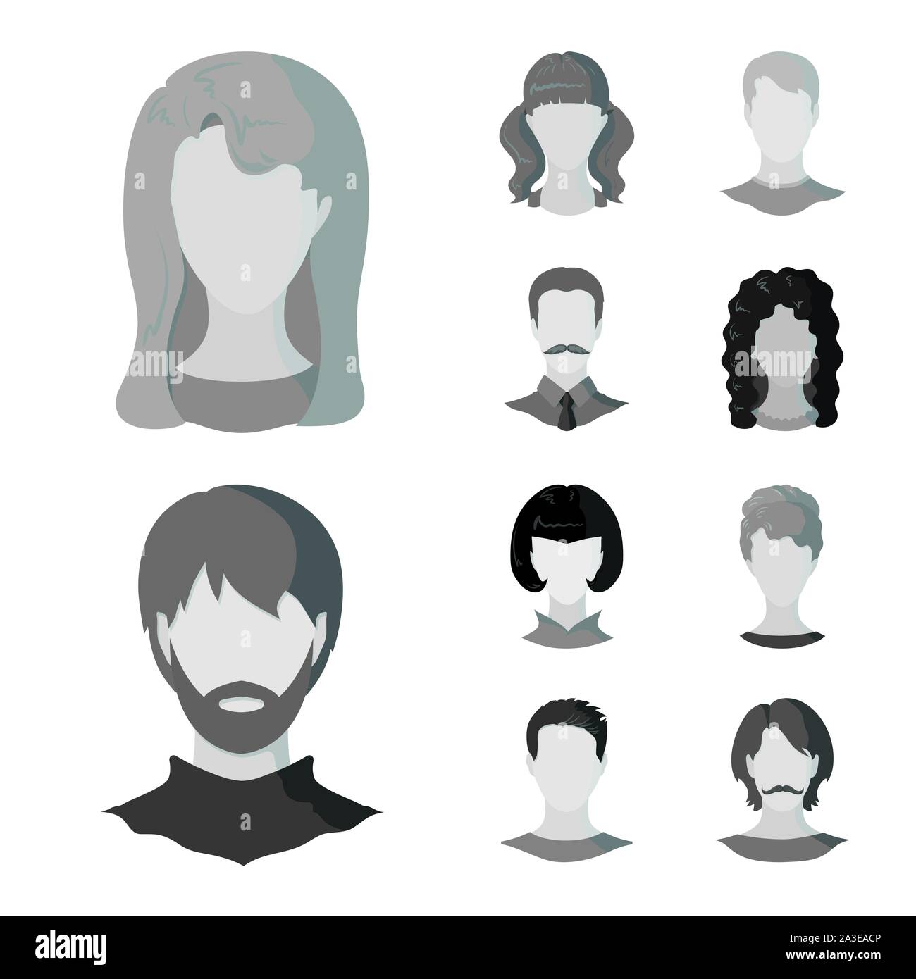 Vector illustration of character and profile logo. Collection of character and dummy vector icon for stock. Stock Vector