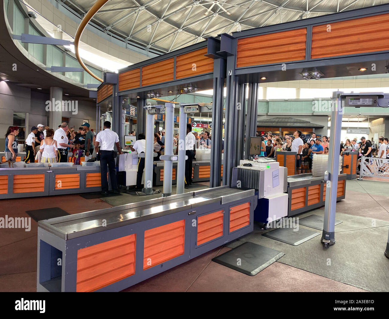 Orlando,FL/USA10/6/19The security at the entrance to Universal Studios Resort where security