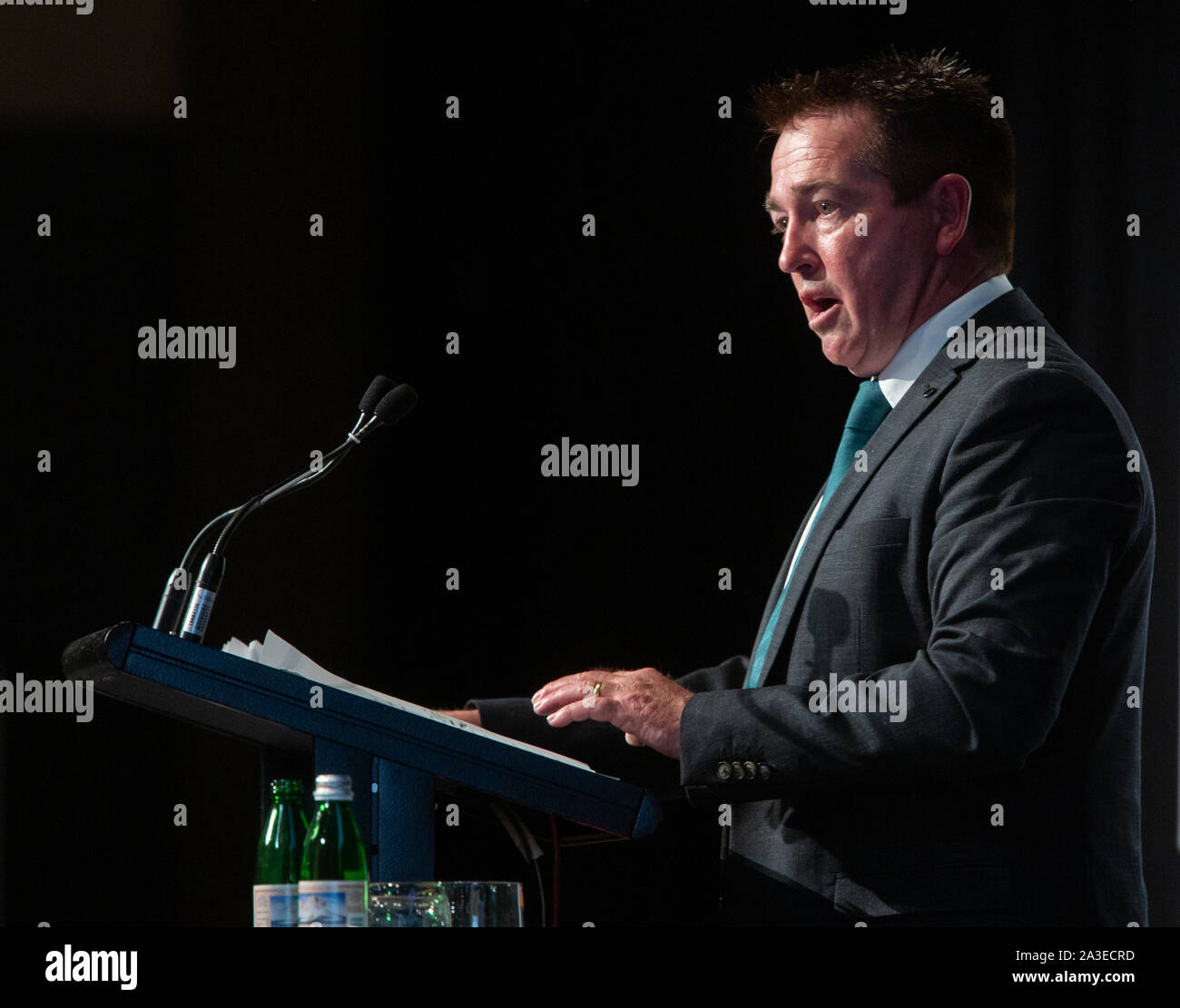 Hon Paul Toole MP,  NSW Minister for Bathurst, speaking at a business event in Sydney, September 2019. Stock Photo