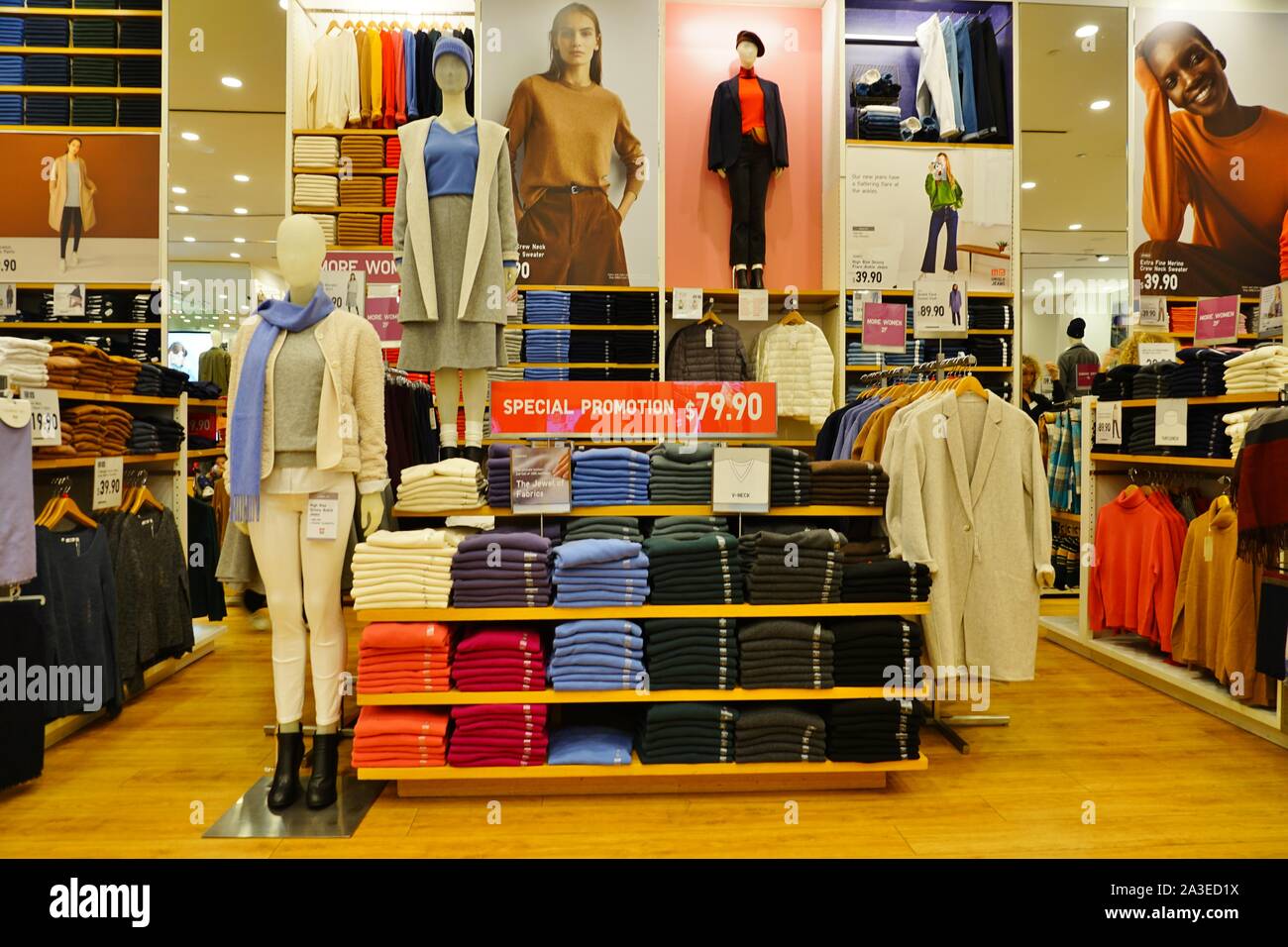 NEW YORK, NY -4 OCT 2019- View on the 34th Street store of Japanese fashion  retailer Uniqlo in New York located near Penn Station in New York City. U  Stock Photo - Alamy