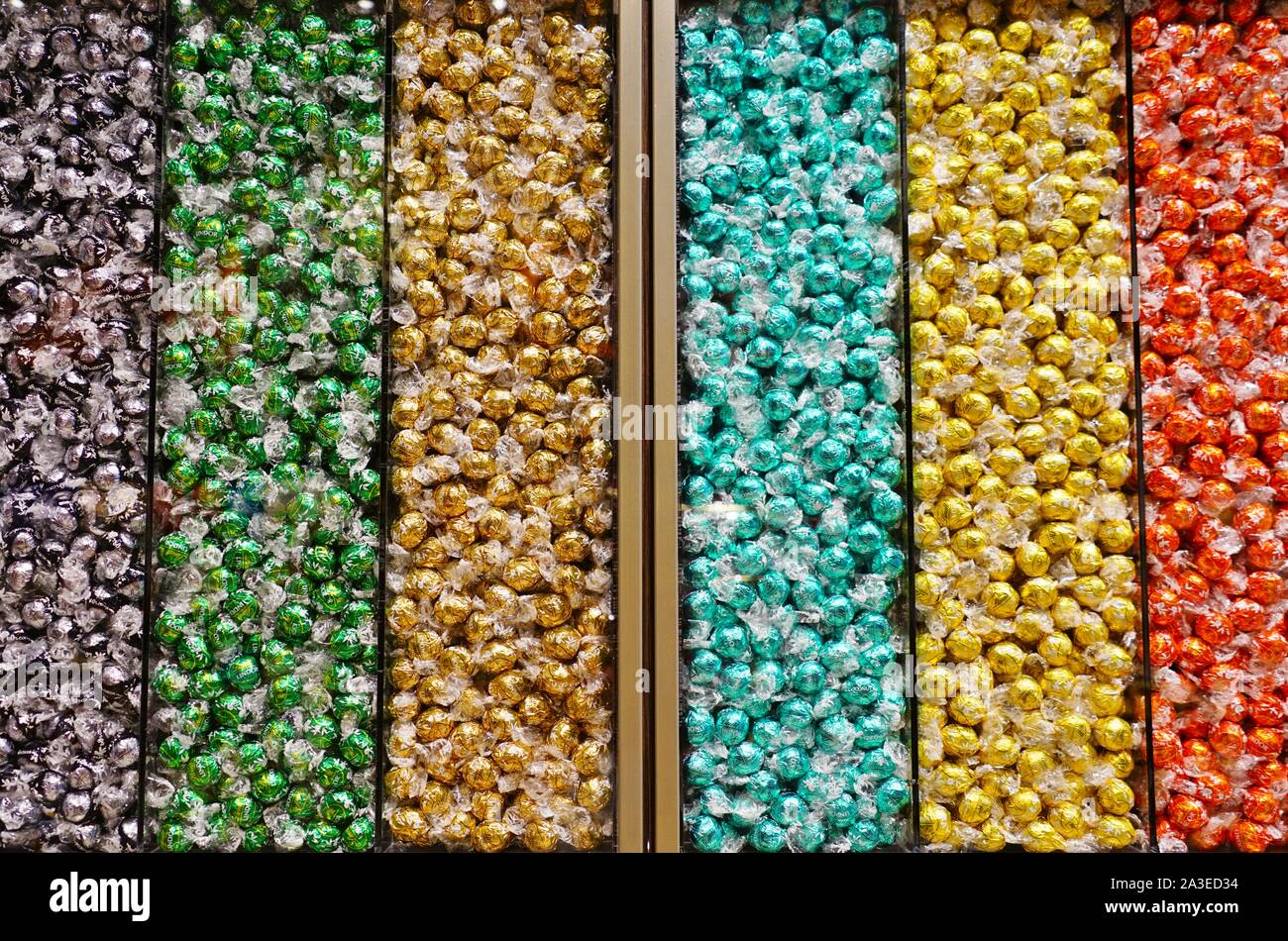 NEW YORK CITY NY 4 OCT 2019 View Of Lots Of Lindt Truffle Chocolate 