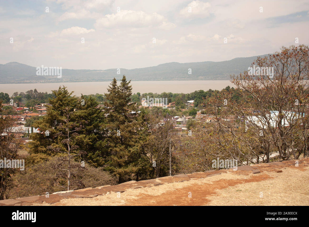 Panoramic view of the  lake observed from the place of hummingbirds in  Mexico Stock Photo