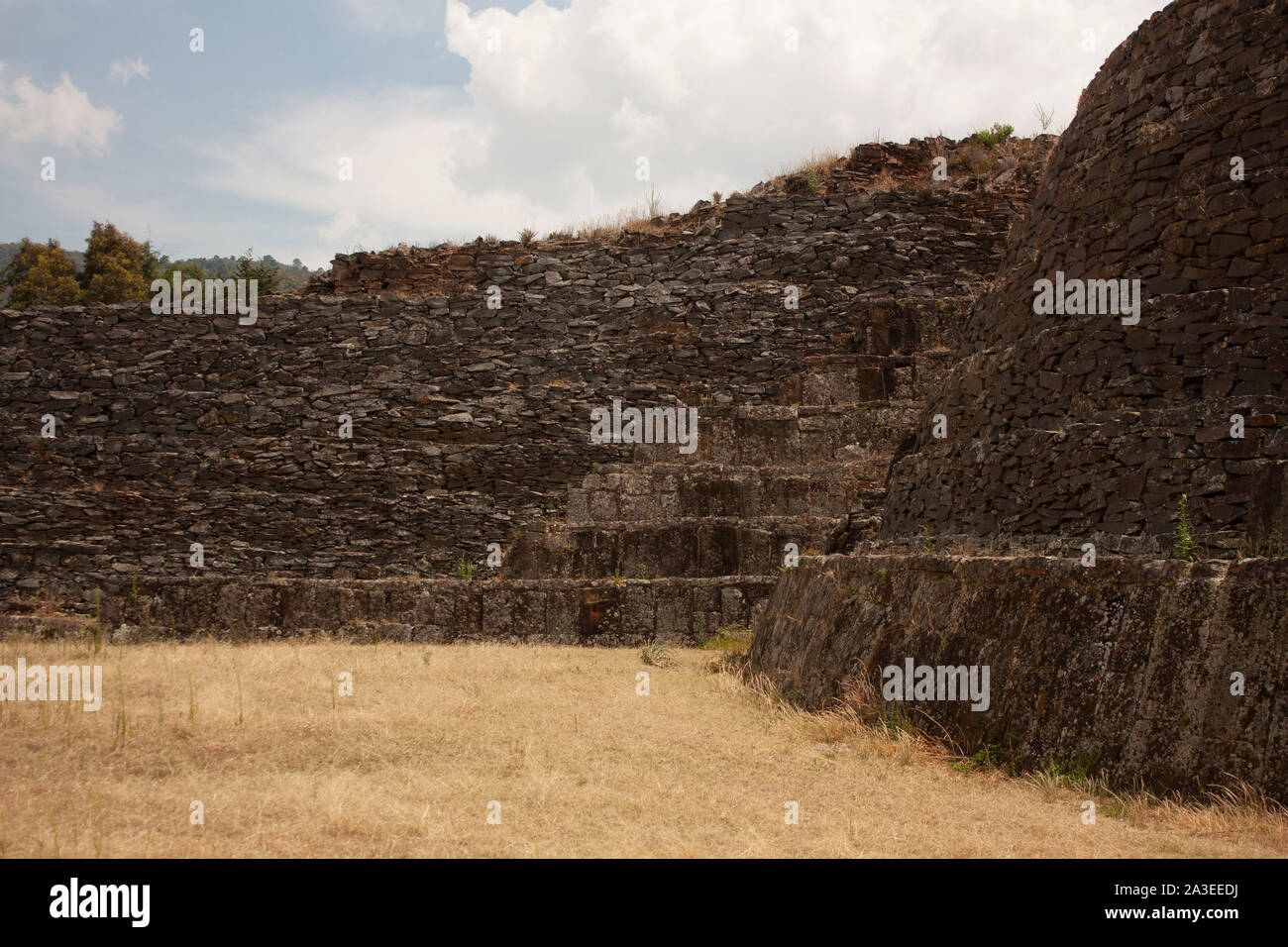 Fragment of the steps that led to the pyramid top Mexican ancient culture Stock Photo