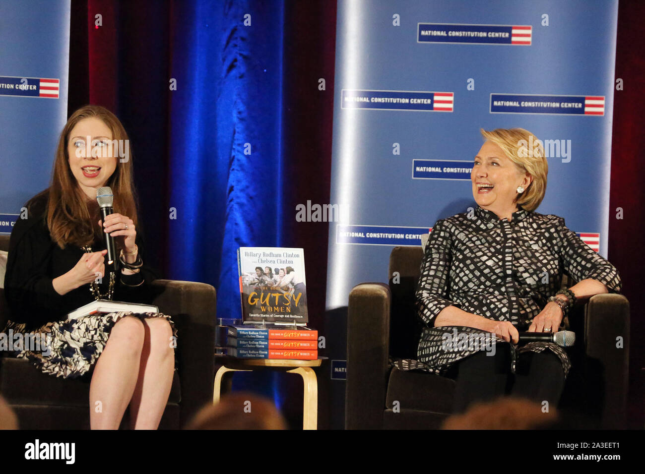 Philadelphia PA, USA. 7th Oct, 2019. Hillary Rodham Clinton and her