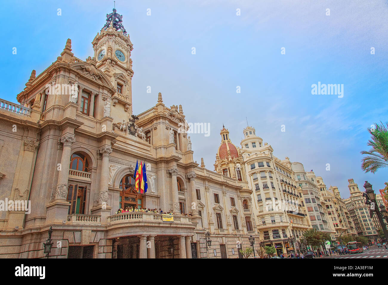 Valencia, Spain October 2, 2019 Central Plaza de Ayntamiento (City