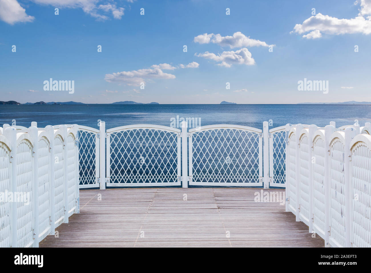 White Balcony With Perspective Wood Floor On Nature Background Stock Photo Alamy