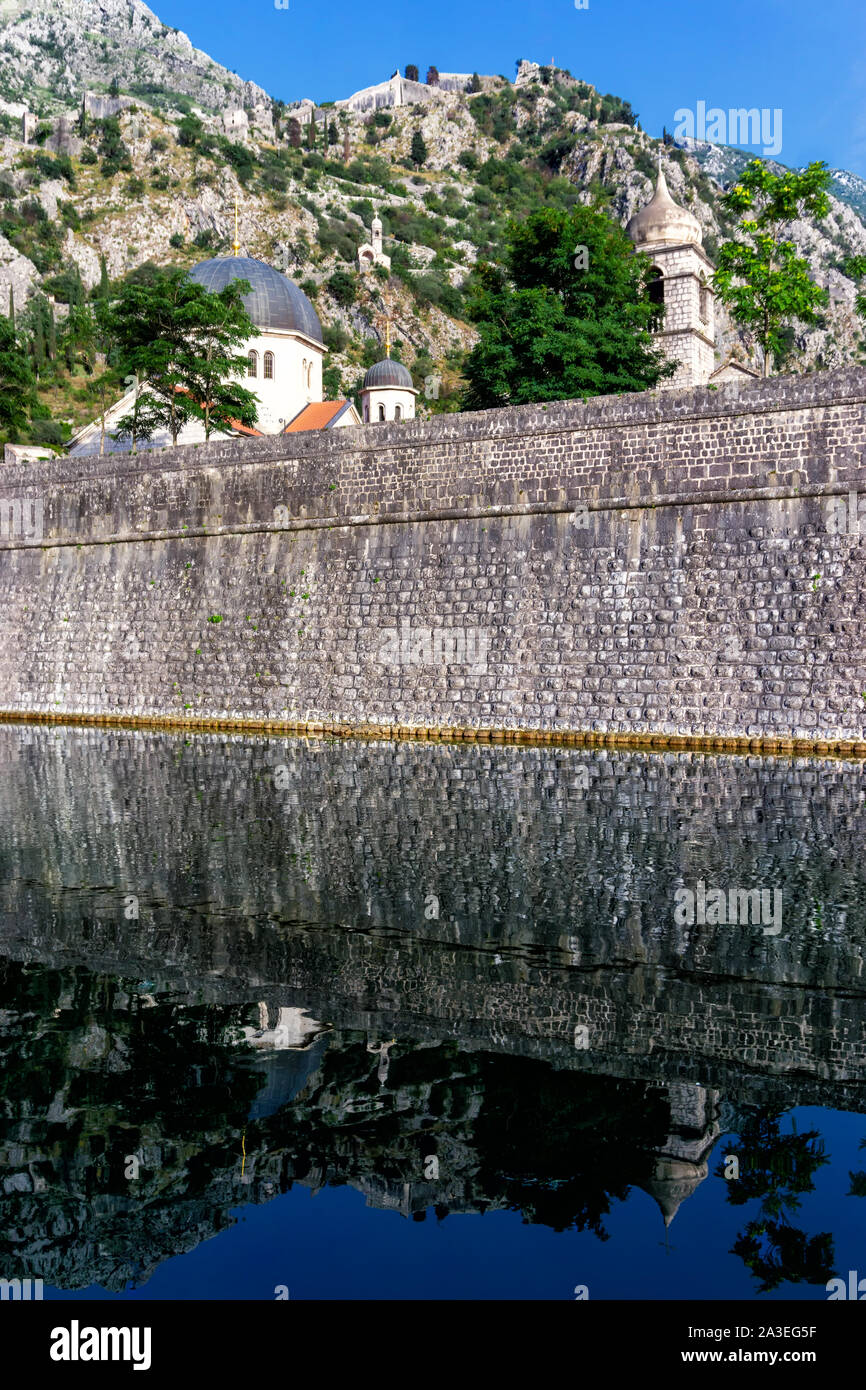 View of the Gurdic Gate of Kotor with mountains in Montenegro Stock ...