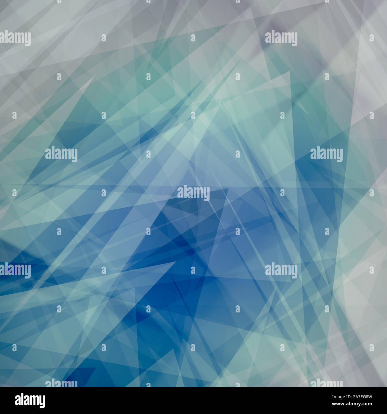 abstract background with layers of triangles, polygons, stripes and random shapes of gray white blue and green colors in modern art style design Stock Photo