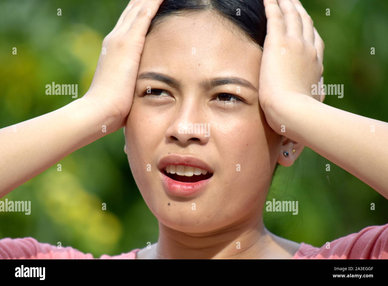 A Young Asian Woman Memory Problems Stock Photo
