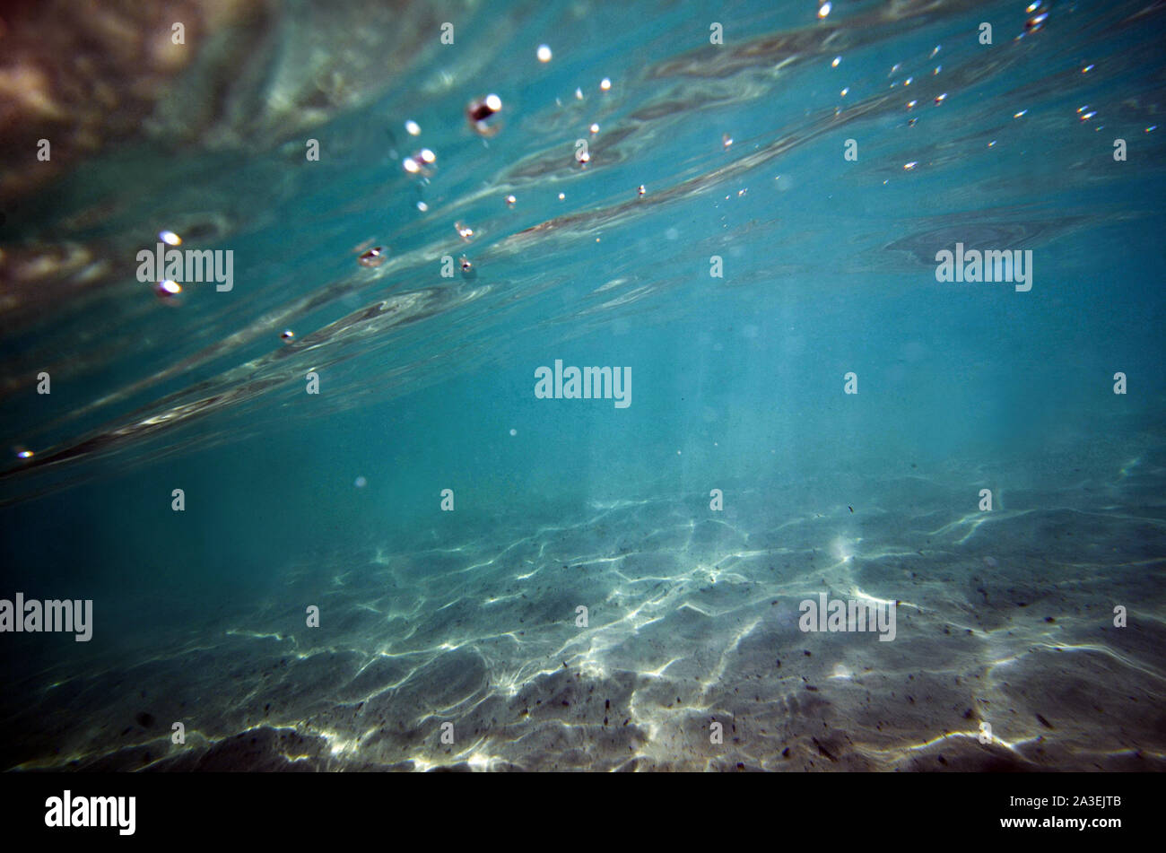 Underwater view of Cala Macarella, Menorca Stock Photo