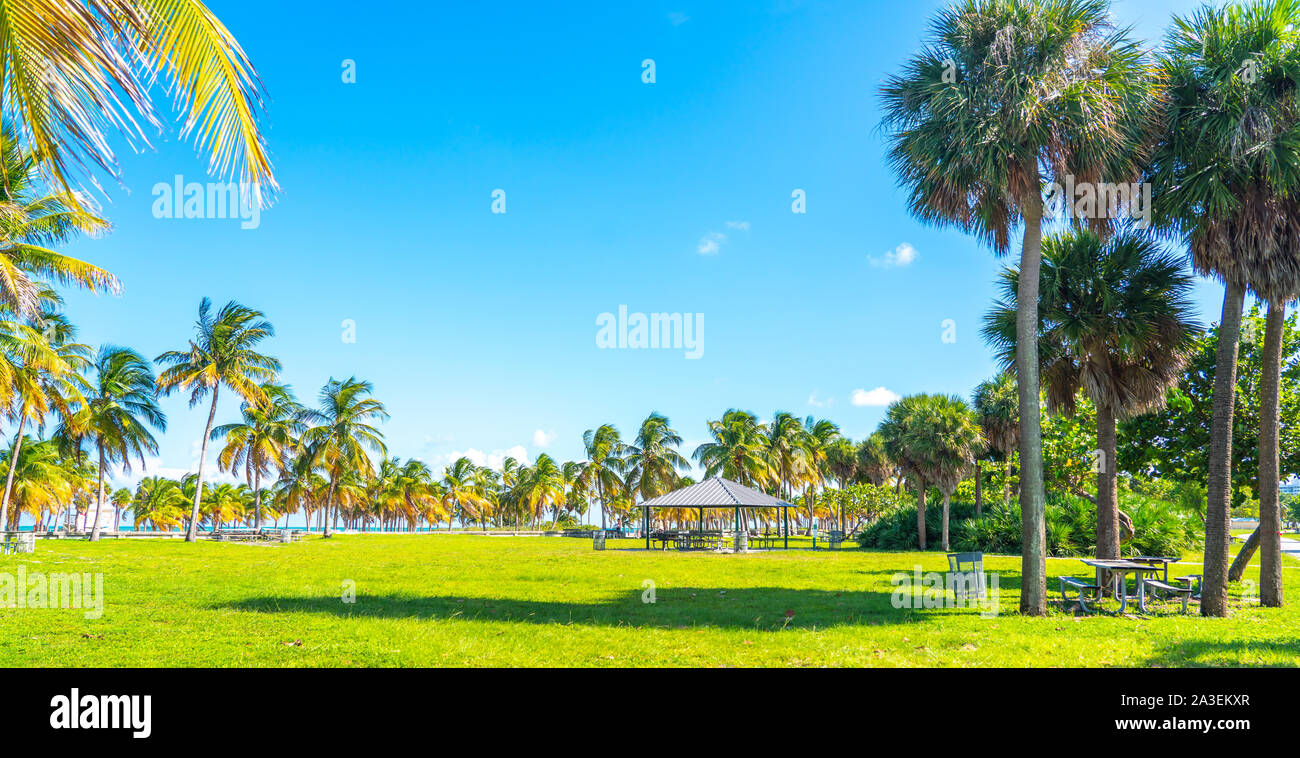 Beautiful Crandon Park Beach with rental cabanas located in Key