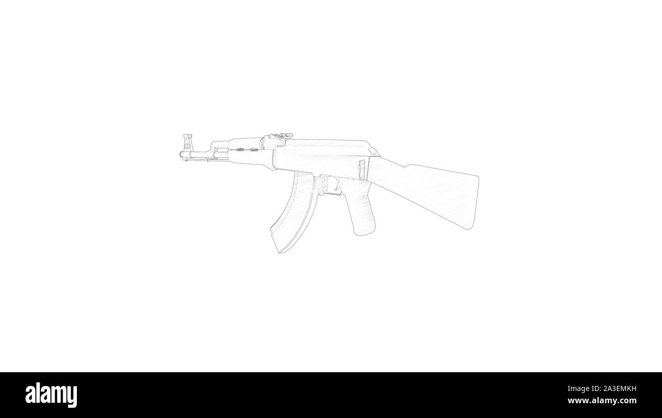 3d rendering of an automatic rifle isolated in white background Stock ...