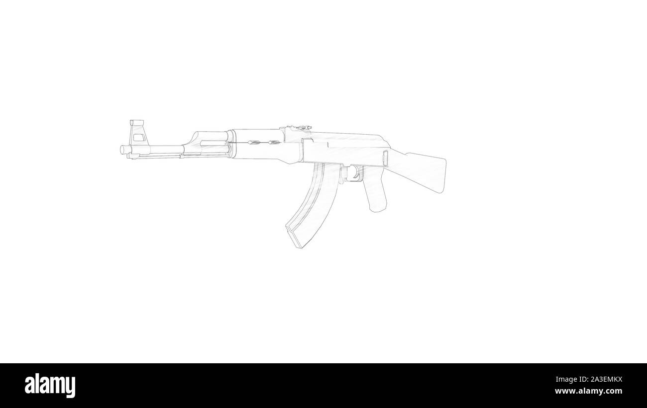 3d rendering of an automatic rifle isolated in white background Stock ...