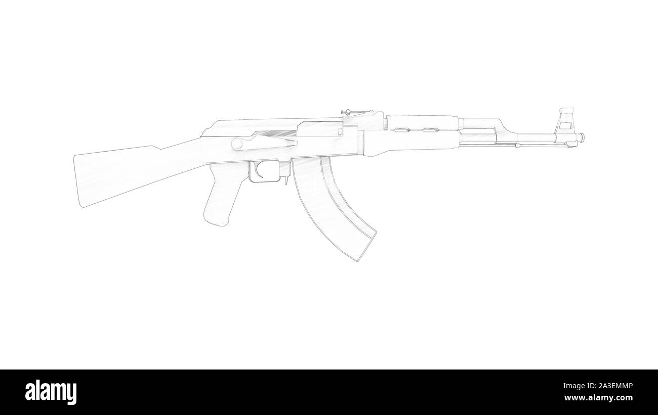 3d rendering of an automatic rifle isolated in white background Stock ...