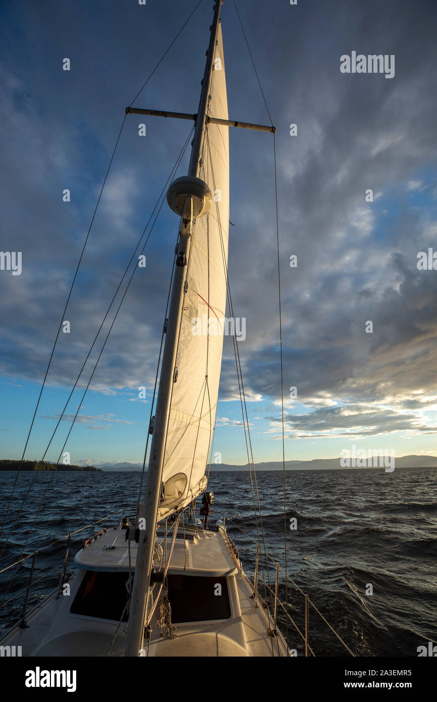 USA, Alaska, Petersburg, Gulf 32 pilothouse boat sailing north through