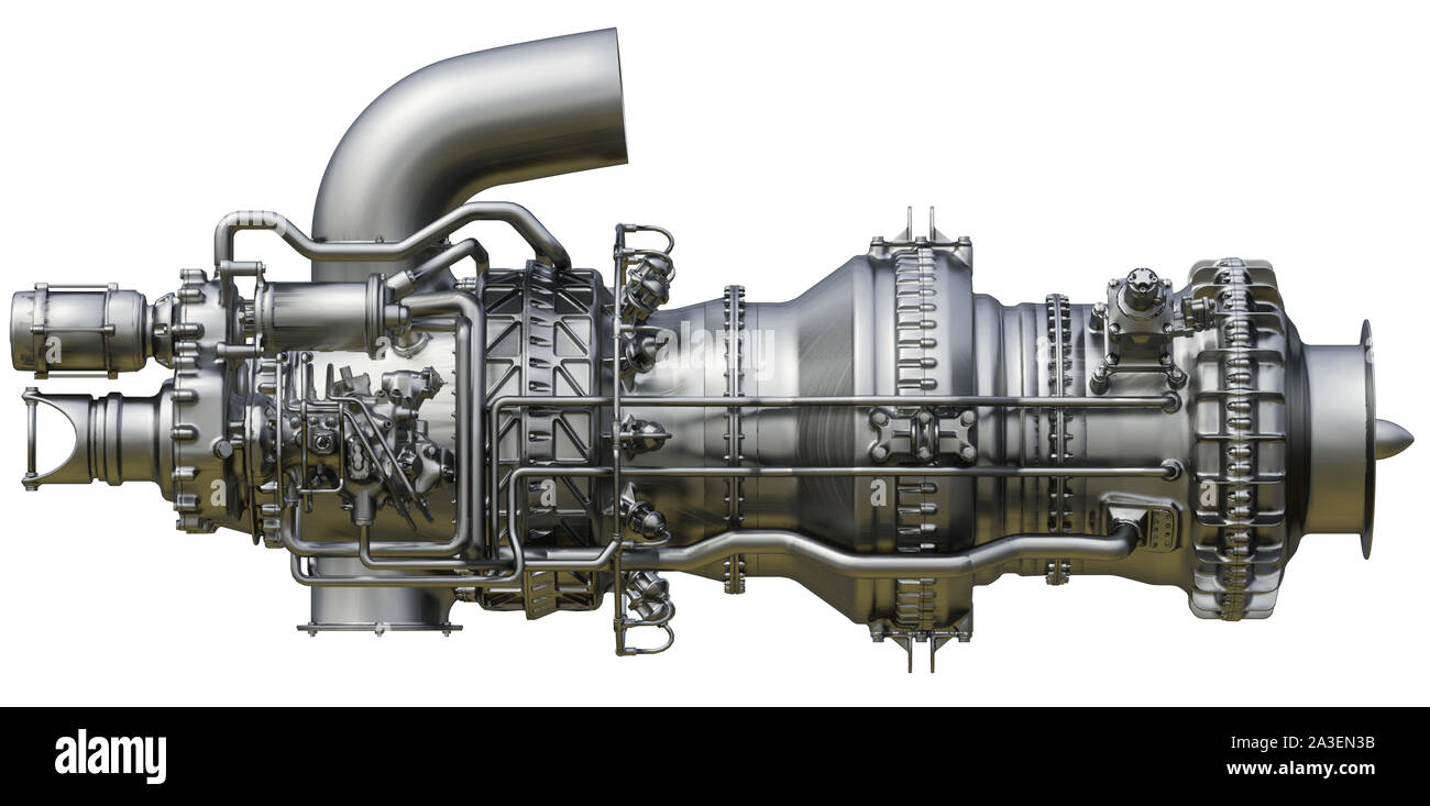 Gas turbine engine is the prime mover of gas compressor centrifugal type.  3d rendering Stock Photo - Alamy