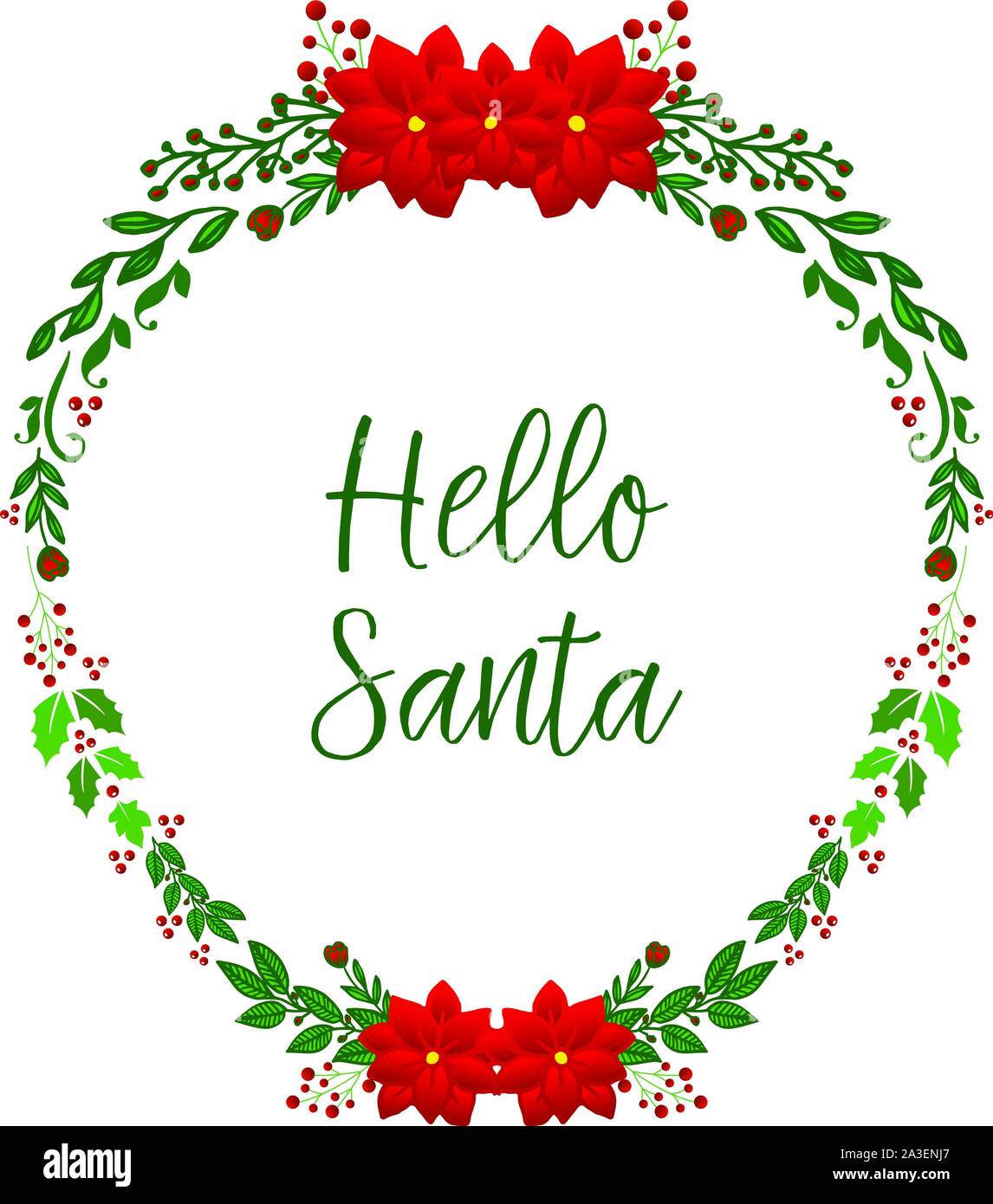 Ornament of red flower frame, for invitation card hello santa. Vector ...