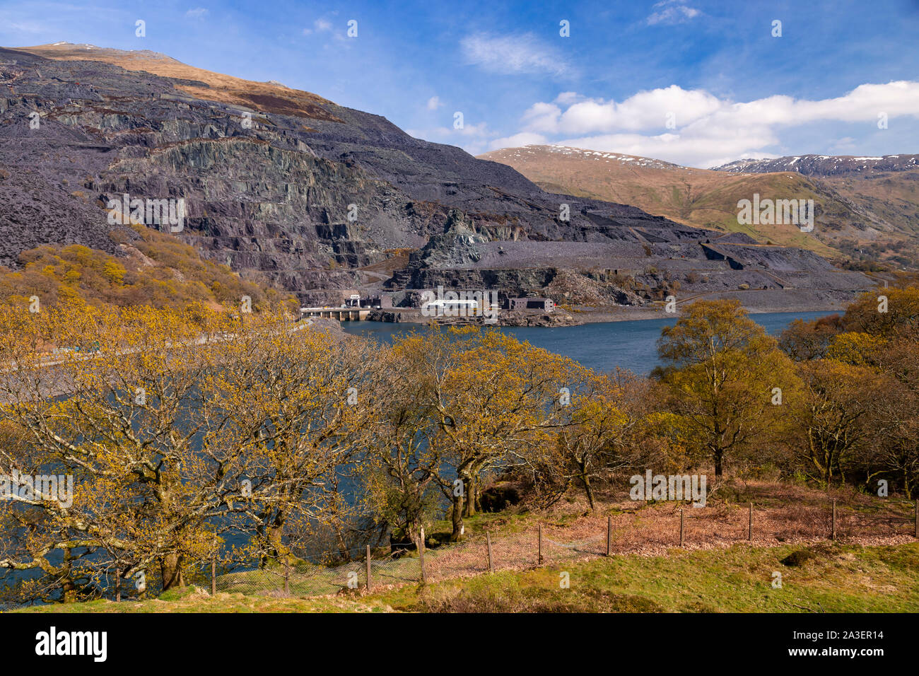 Llyn Peris and the Dinorwig slate quarry, Snowdonia, North Wales Stock Photo