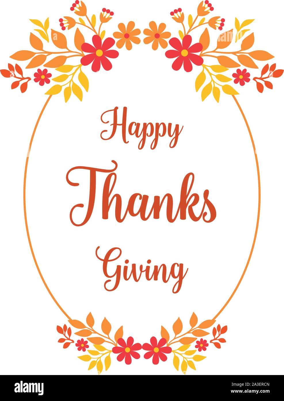 Calligraphy card of thanksgiving, with ornate of autumn leaf flower ...