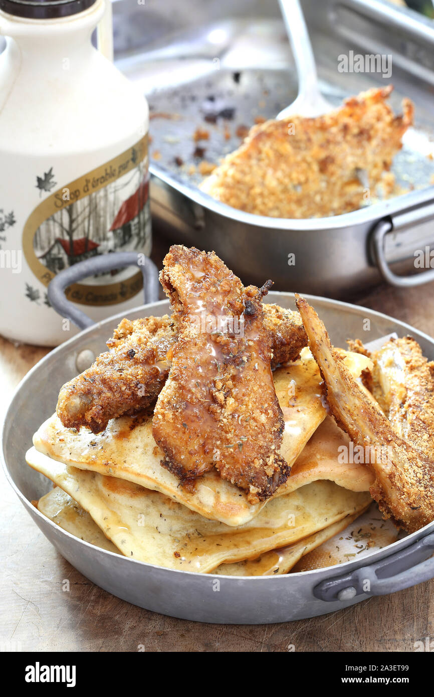 Chicken and waffles Stock Photo