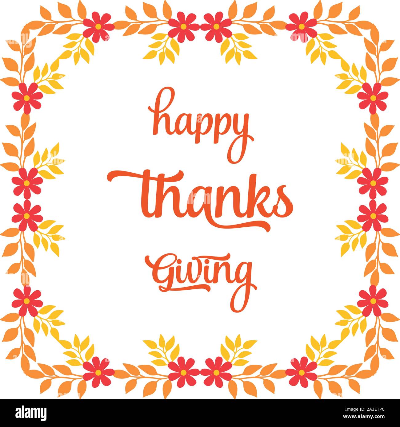 Lettering poster of thanksgiving, with beautiful autumn leaf flower ...