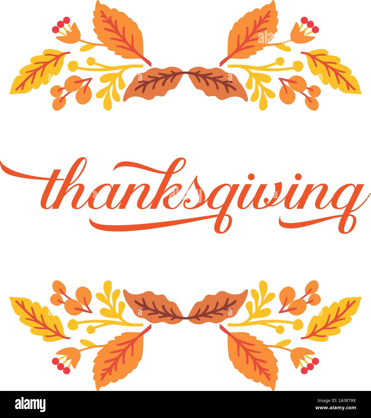 Lettering poster of thanksgiving, with beautiful autumn leaf flower ...