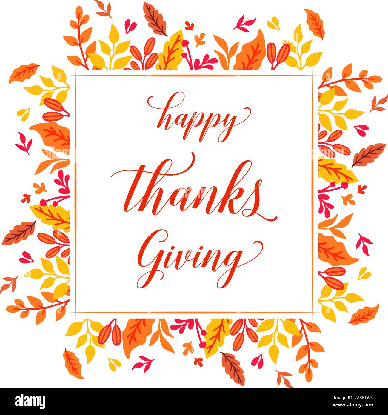 Lettering poster of thanksgiving, with beautiful autumn leaf flower ...