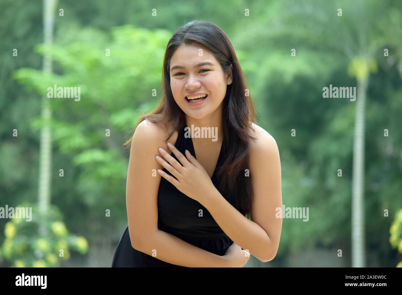 A Young Adult Female Laughing Stock Photo