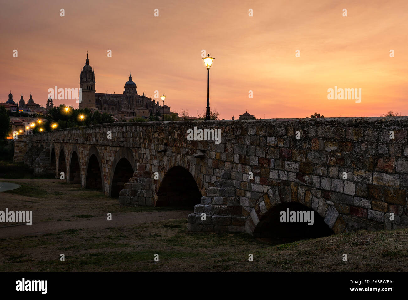 Roman bridge of Salamanca (Spain) Stock Photo