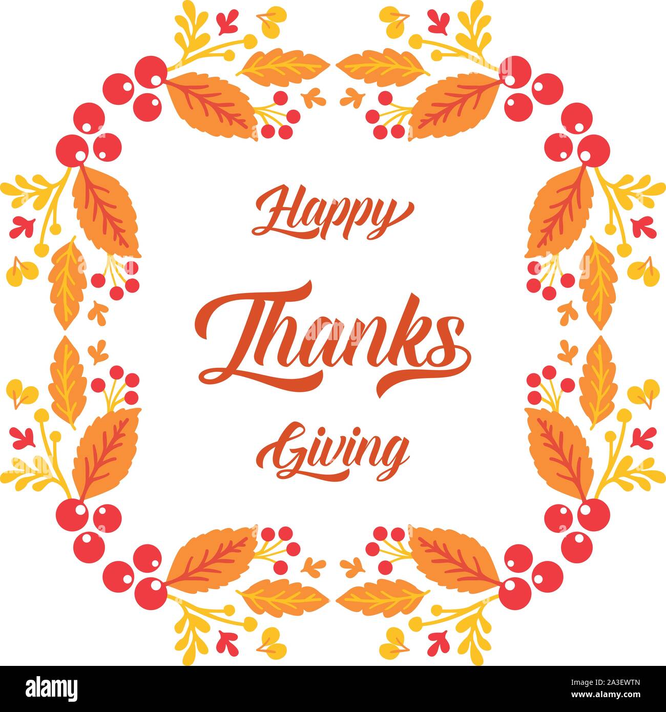 Template invitation card of thanksgiving, with design plant of autumn ...