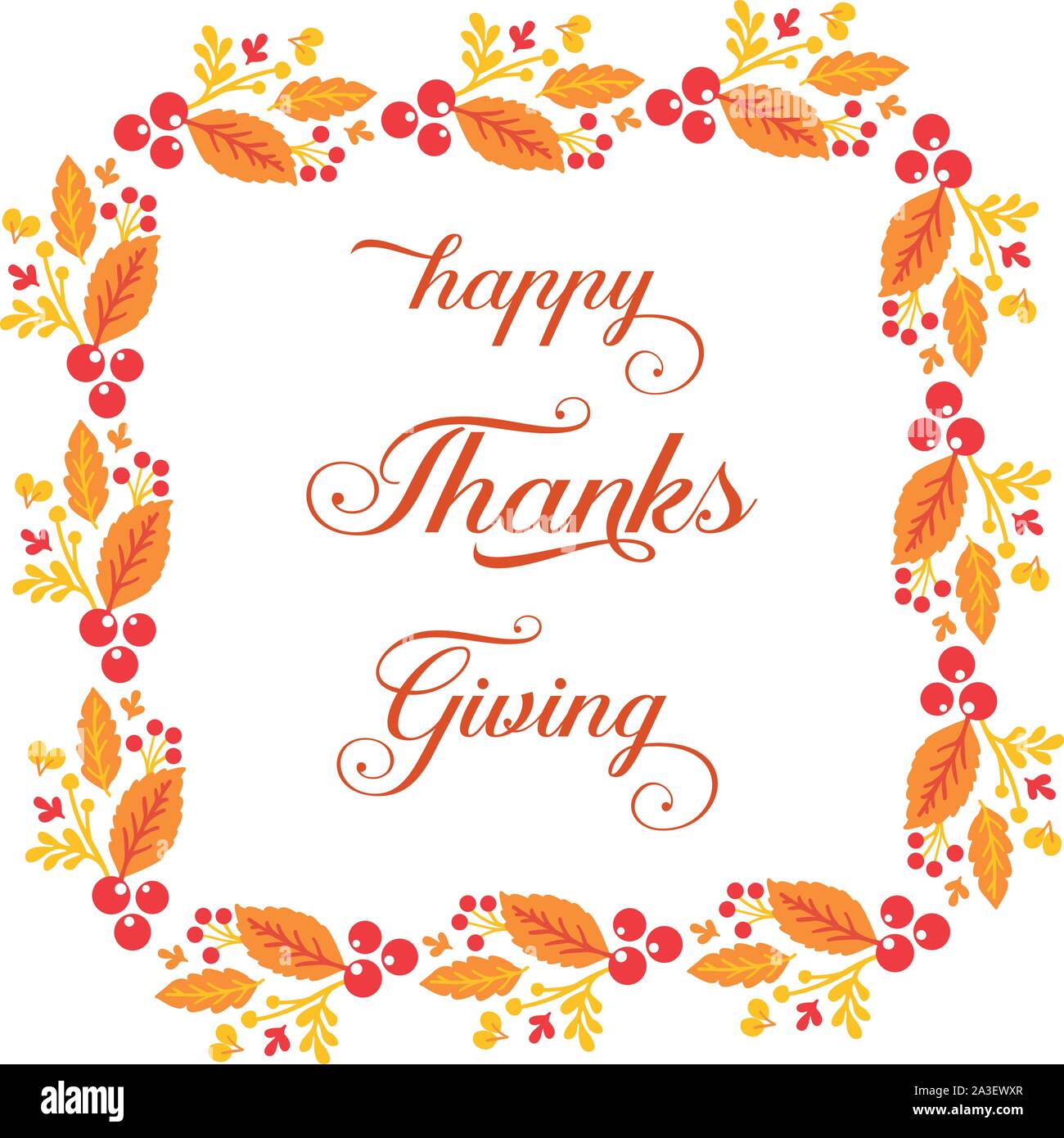 Template invitation card of thanksgiving, with design plant of autumn ...