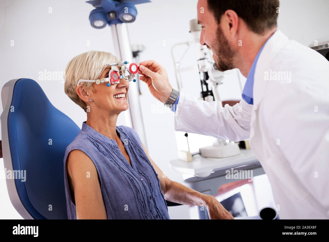 Ophthalmology concept. Patient eye vision examination in